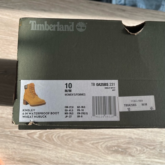 Timberland Wheat Kinsley 6 inch Waterproof Boot NWT Size 10 - Picture 4 of 4
